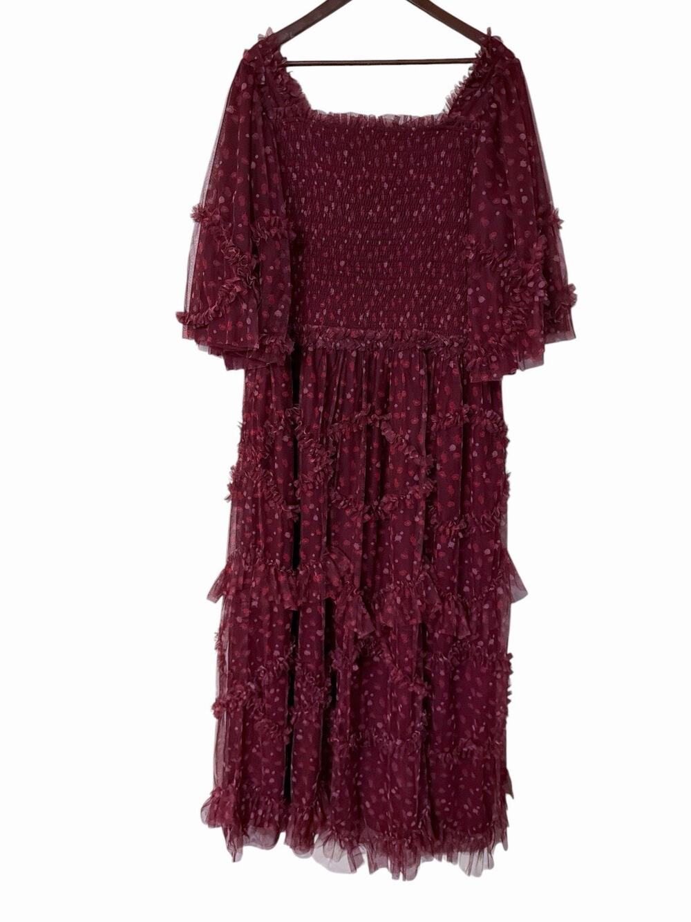 JessaKae Ever After Smocked Maxi Dress Burgundy Floral Size 3X NWT